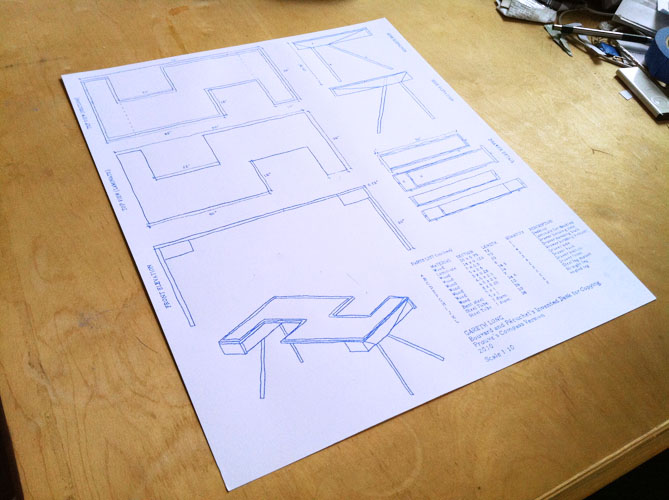 Gareth Long - Bouvard and Pecuchet's Invented Desk For Copying - Tenth Version Construction Diagram