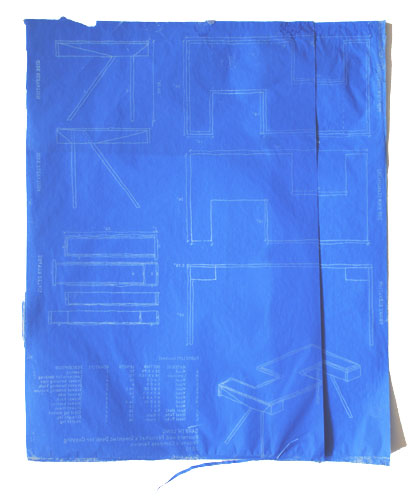 Gareth Long - 2010 - Bouvard and Pécuchet's Invented Desk for Copying - Prouvé's Compass Version - Construction Diagram (BLUE) #1, NY
